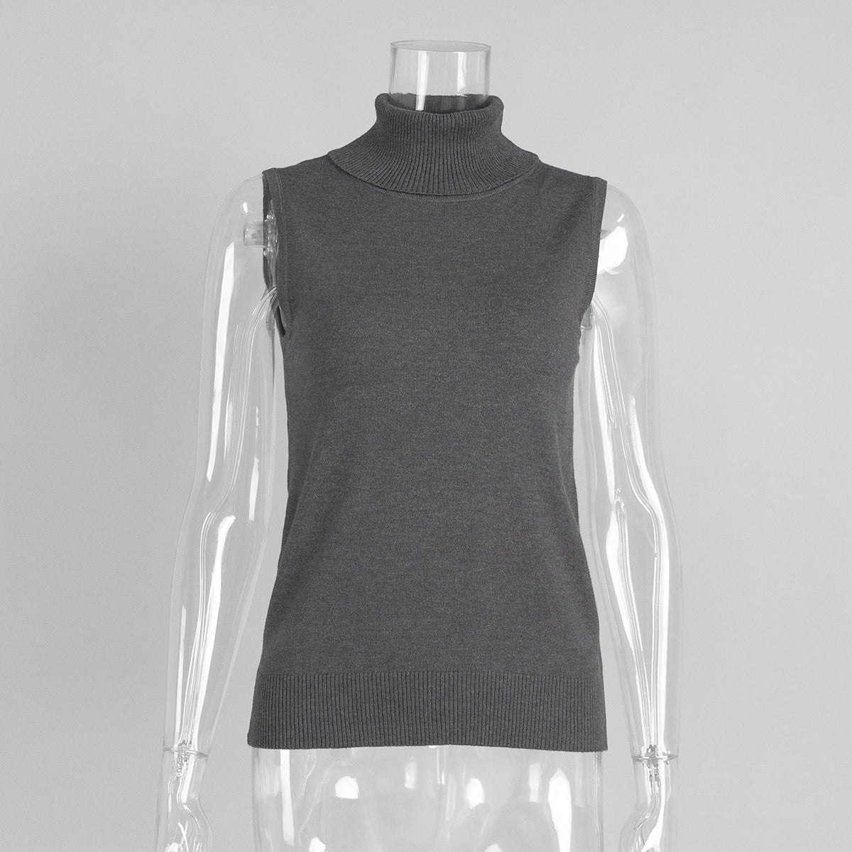 Womens Turtleneck Sleeveless Base Layer Top Sweater Cardigan Set