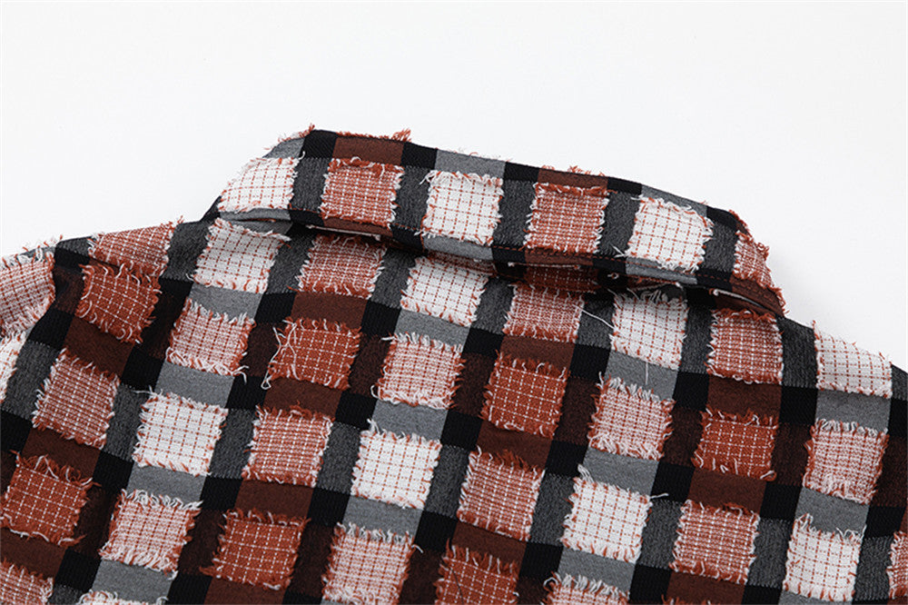 Loose Casual American High Street Frayed Design Lapel Shirt