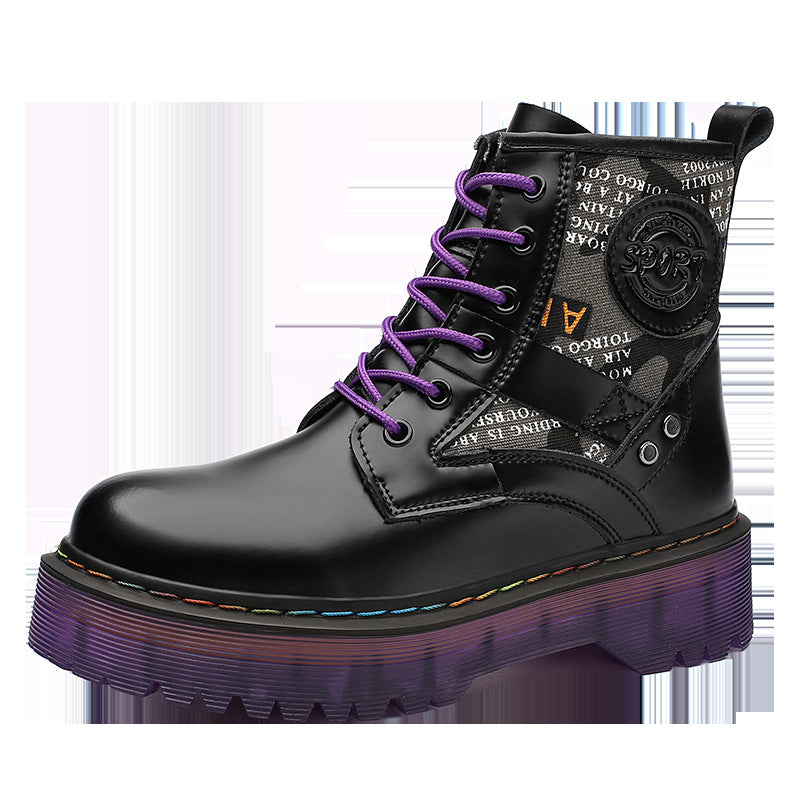 Tooling Boots Big Head Leather Boots High-top Laces
