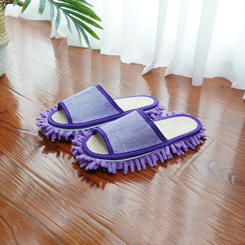 Removable And Washable Floor Slippers Linen For Home Cleaning