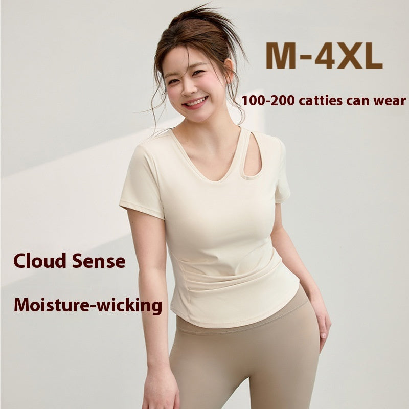 Plus Size Yoga T-shirt Women's Tight Top With Chest Pad