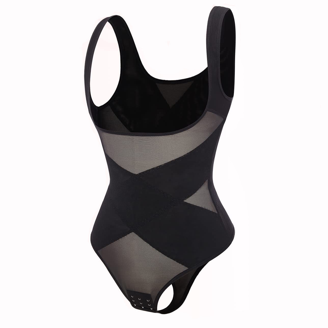 Mesh Breathable Slim Fit Wide Shoulder Strap Corset Belly Contracting Jumpsuit