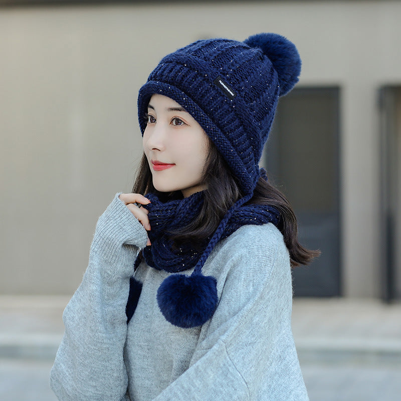 Women's Versatile Scarf Suit Knitted Hat