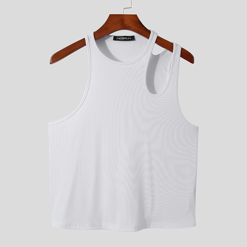 Men's Sleeveless Solid Color Personality Breathable Tank Top