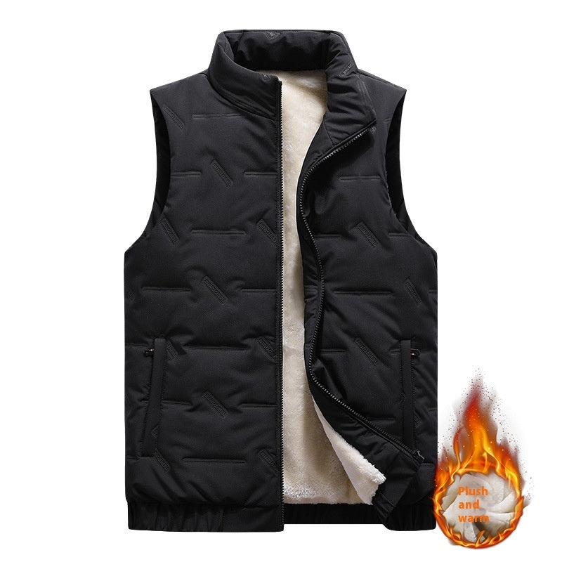 Autumn And Winter Fleece-lined Thickening Stand Collar Cotton Vest