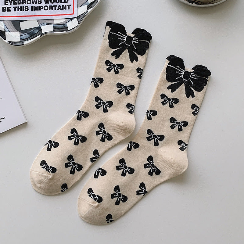 Black Women's Tube Socks Pure Cotton