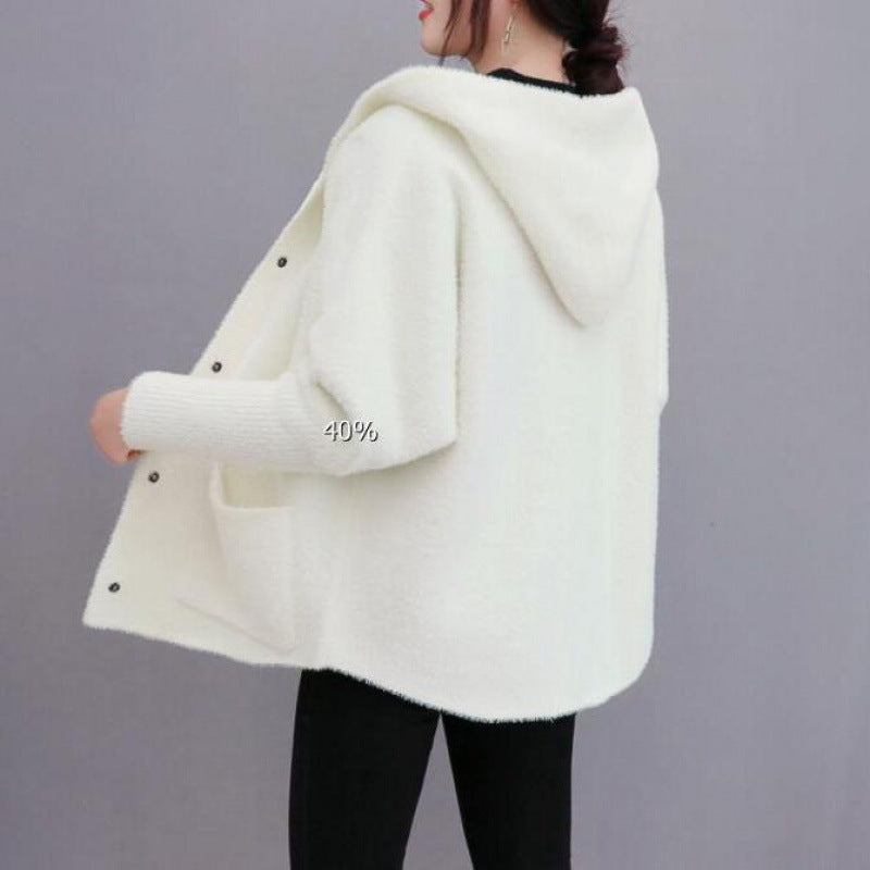Loose All-matching Thickened Double-sided Velvet Knitted Cardigan