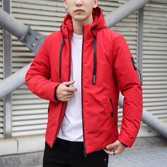Men's Cotton-padded Hooded Slim Coat Plus Size