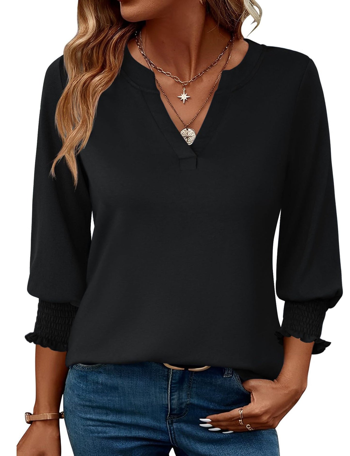 Fashion Tops Three-quarter Sleeve Flower Print Casual Shirt