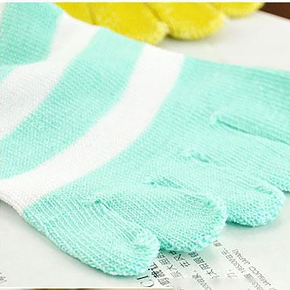 Ladies Striped Five-toed Cotton Socks In Tube Casual