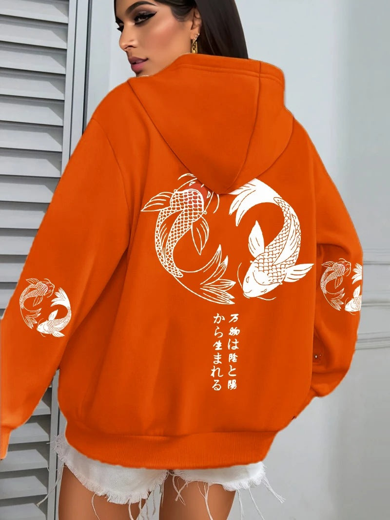 Harajuku Illustration-Print Womens Japanese Mallow Sweatshirt
