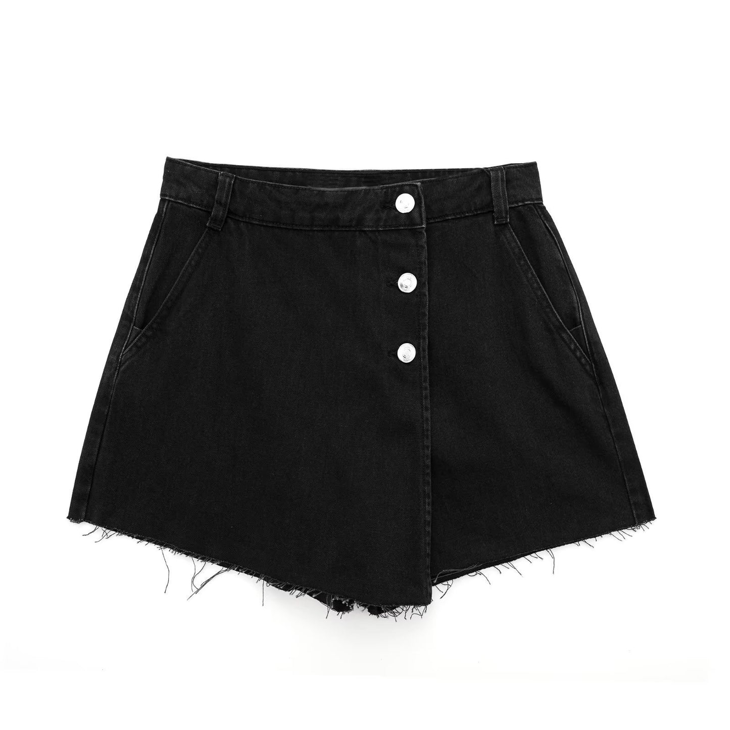 European And American Style High Waist Slimming Decorated Row Button Double Breasted Culottes