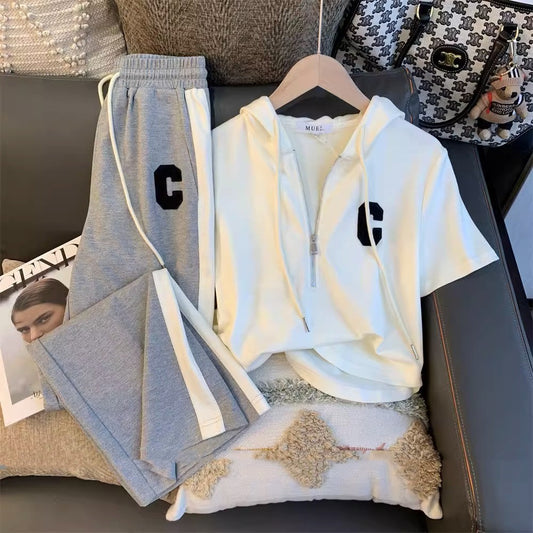 Camo-style Casual Sports Two-piece Pants Set