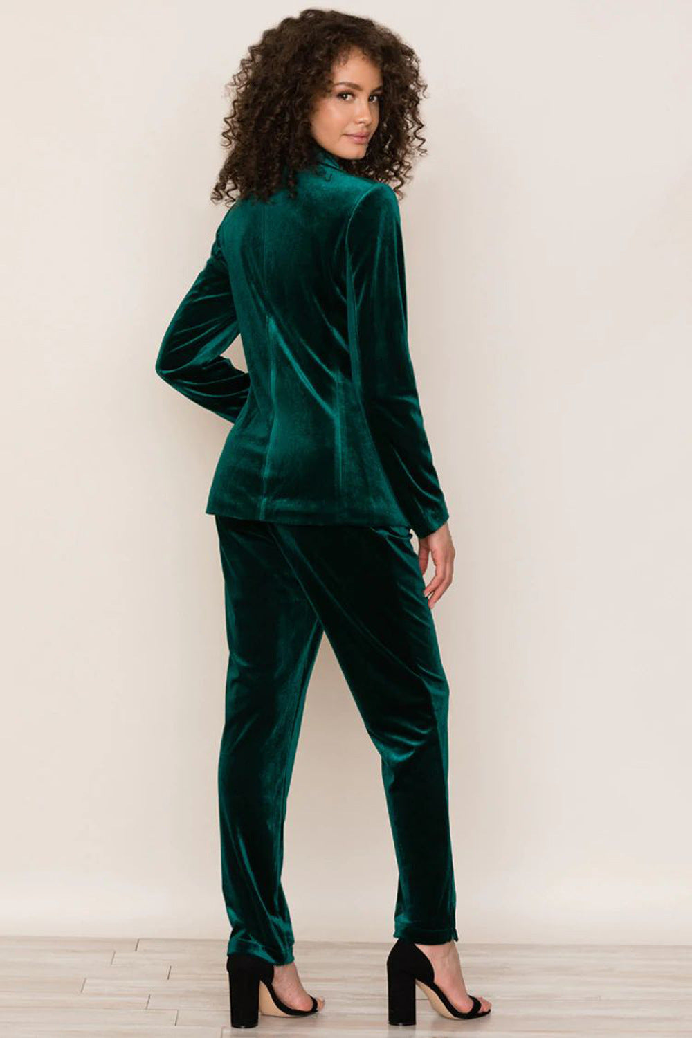 New Gold Velvet Suit For Women Casual Commuter Two-piece Blazer Set