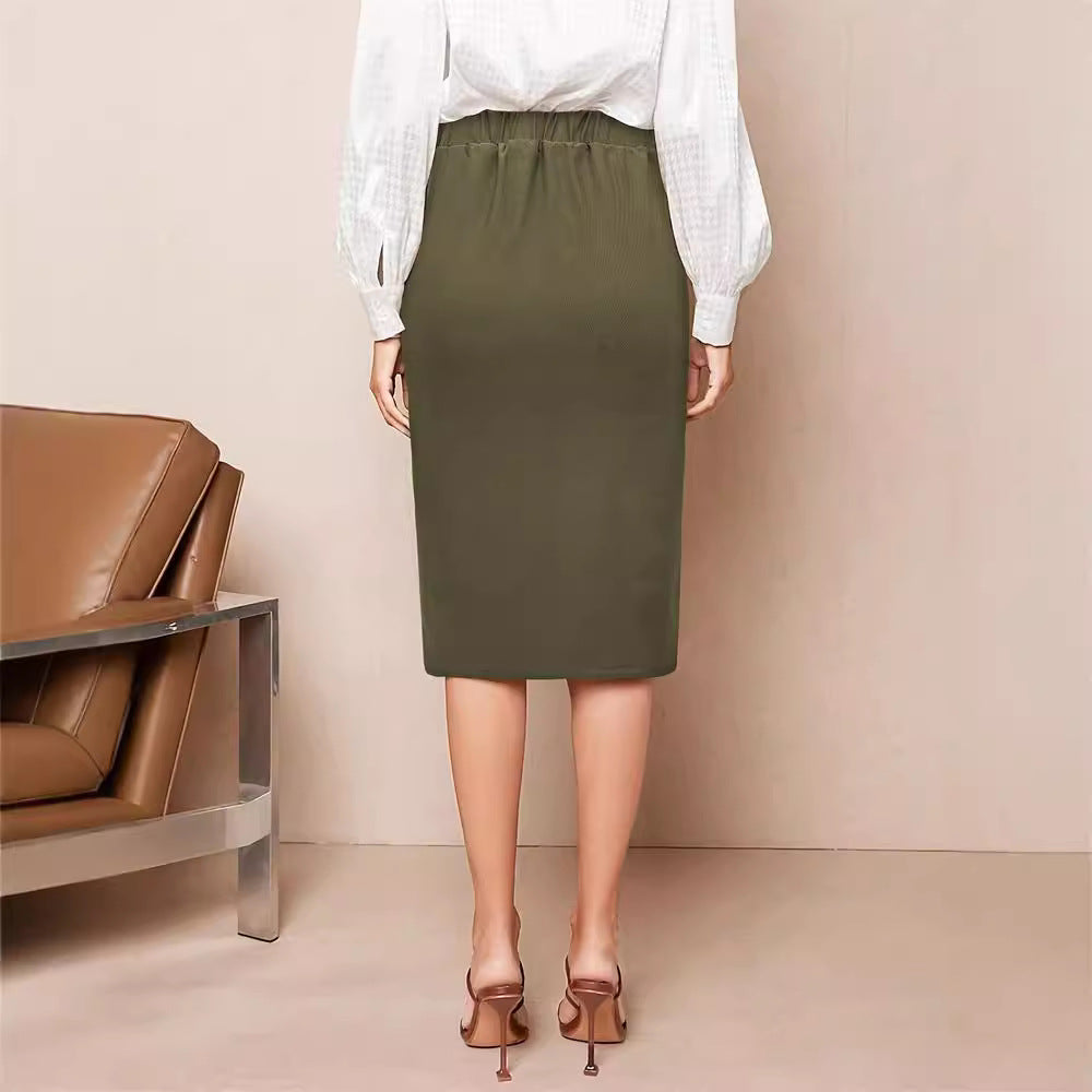 Women's Fashionable Utility-pocket Mid-length Skirt