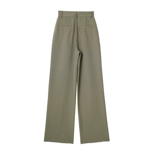 Women's French-style Pleated High-waist Wide-leg Trousers