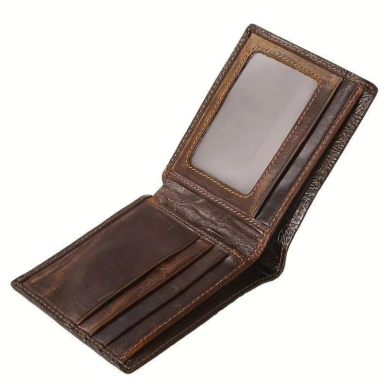 Men'S Vintage Genuine Leather Wallet 3D Printed Tiger Wallet Card Holder