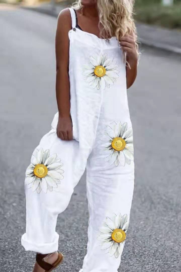 Printed Loose Cotton And Linen Suspenders