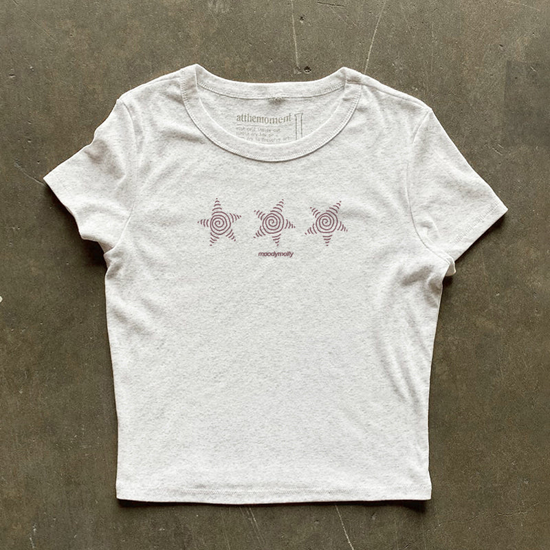 Women's Regular Fit Short Sleeve Heavyweight Retro Niche Celebrity Print T-Shirt