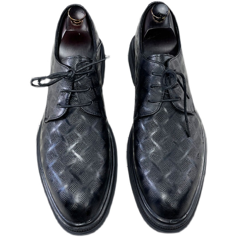 Men's Korean Style Black Leather Shoes  Business Formal Suit