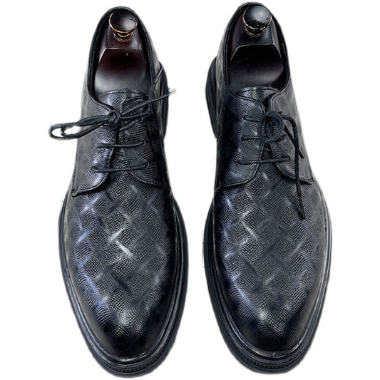 Men's Korean Style Black Leather Shoes  Business Formal Suit