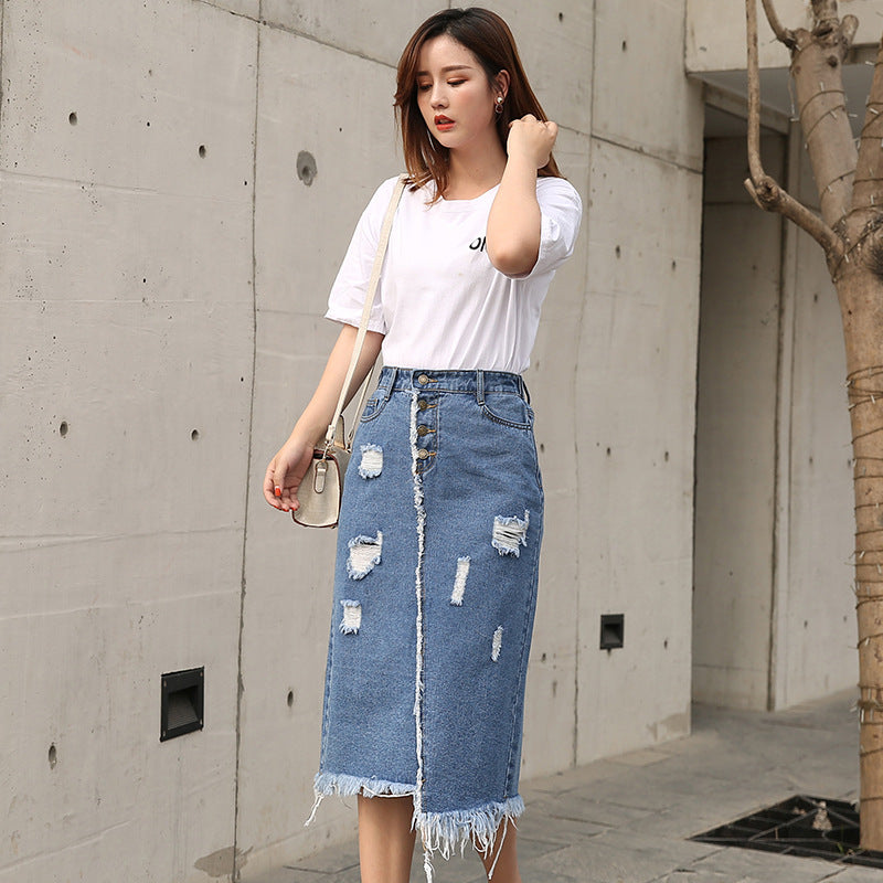 Junjun Xintang Denim Plus-size Women's Bodycon Skirt