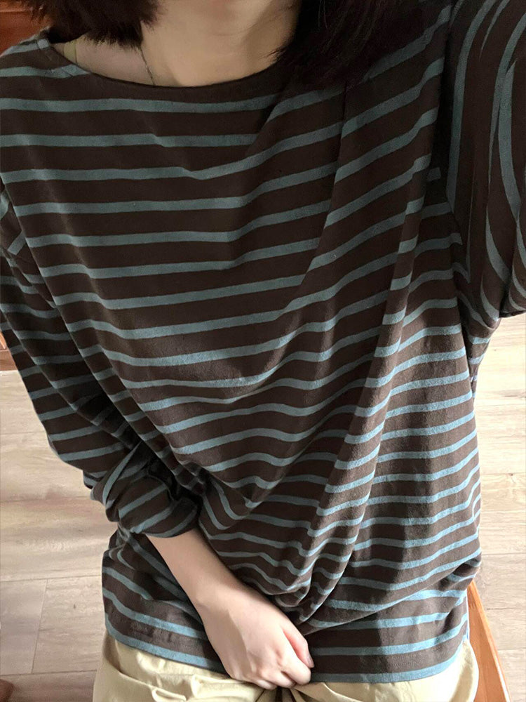 Vintage langærmet stribet T-shirt til inderlag