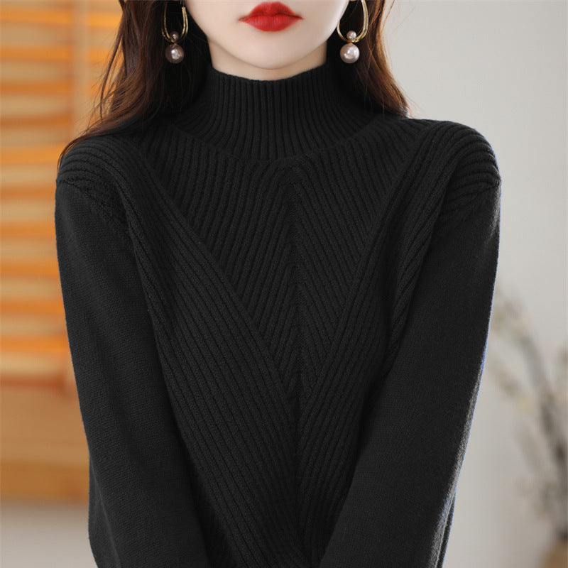 Women's Thickened Half-high Collar Cotton Long-sleeved Bottoming Sweater