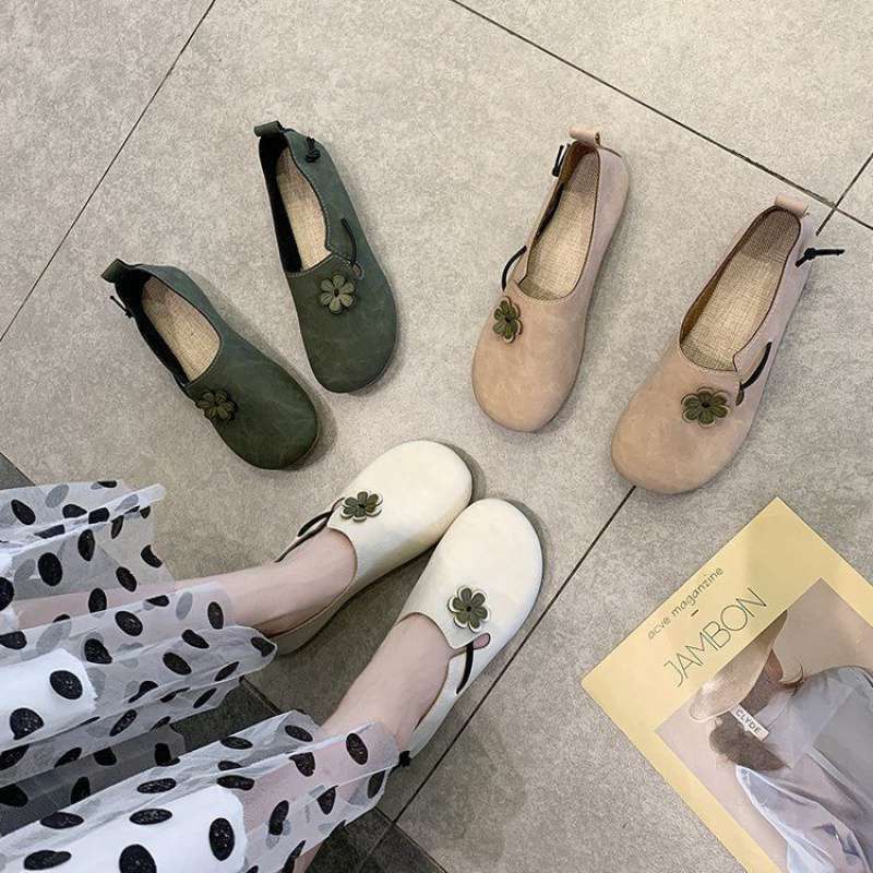 Mori Women's Retro Peas Shoes Lightweight Flat Pumps