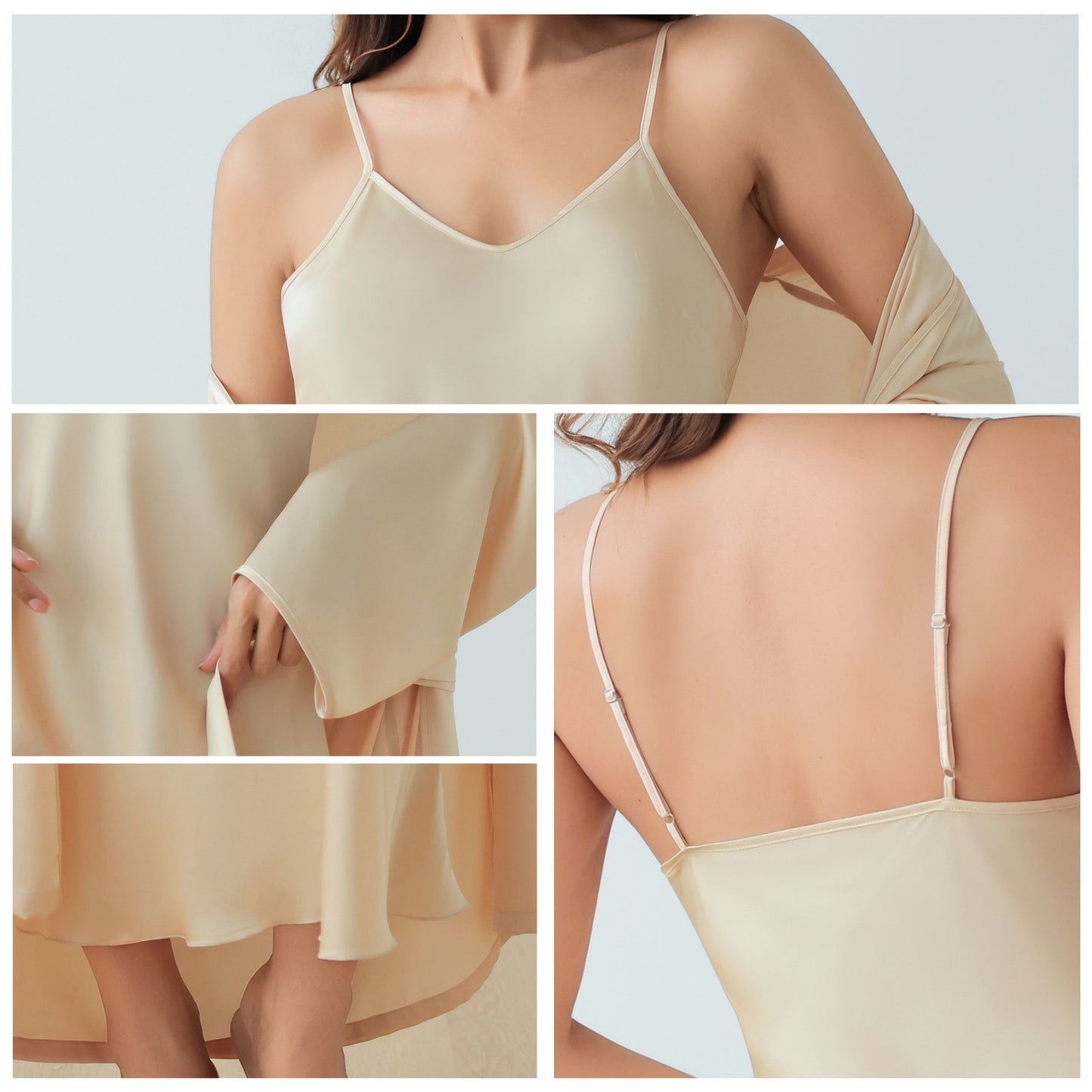 Satin Home Fashion Loose Cami Bathrobe Set