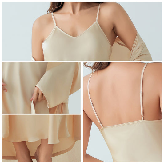 Satin Home Fashion Loose Cami Bathrobe Set