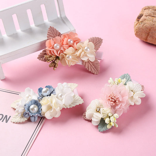 Ny Tredimensionel Blomster Børneperlehårklemme