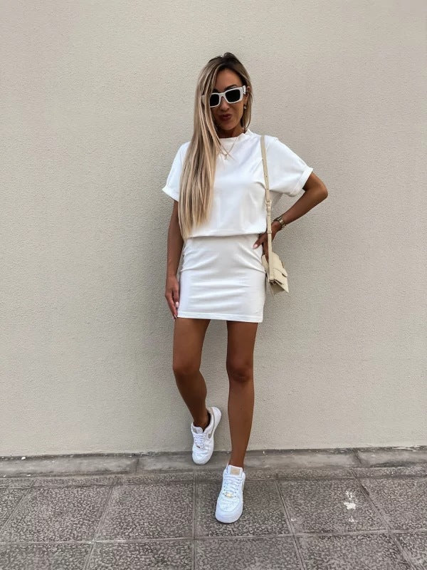 Ladies Solid Color Commuter Casual Sports Dress