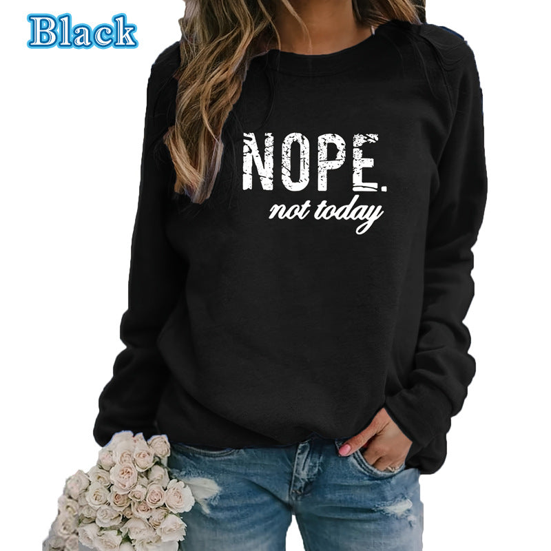 European And American Letter Printing Capless Round Neck Sweaters Women's Clothing
