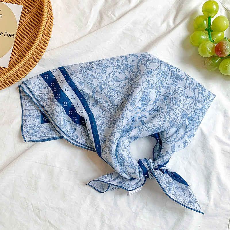 Artificial Silk Striped High-grade Korean Style Stylish Beach Arm Bag Silk Scarf