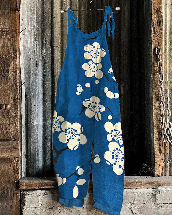 Kvinders efterårs- og vinterprintede retro-jumpsuit med vide ben