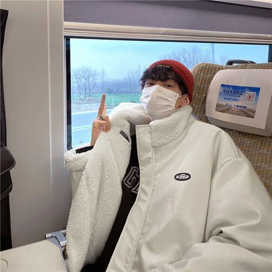 PU Leather Lamb Velvet Double-sided Cotton-padded Jacket