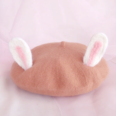 Women's Fashion Wool Tweed Soft And Cute Cat Ears Hat
