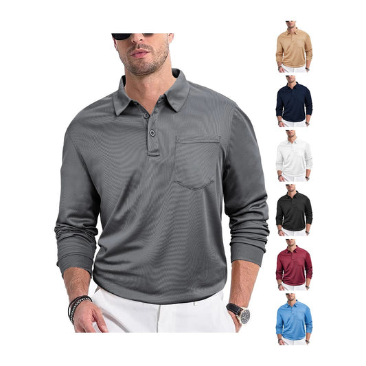 Men's Casual Loose Solid Color Long Sleeve Shirt