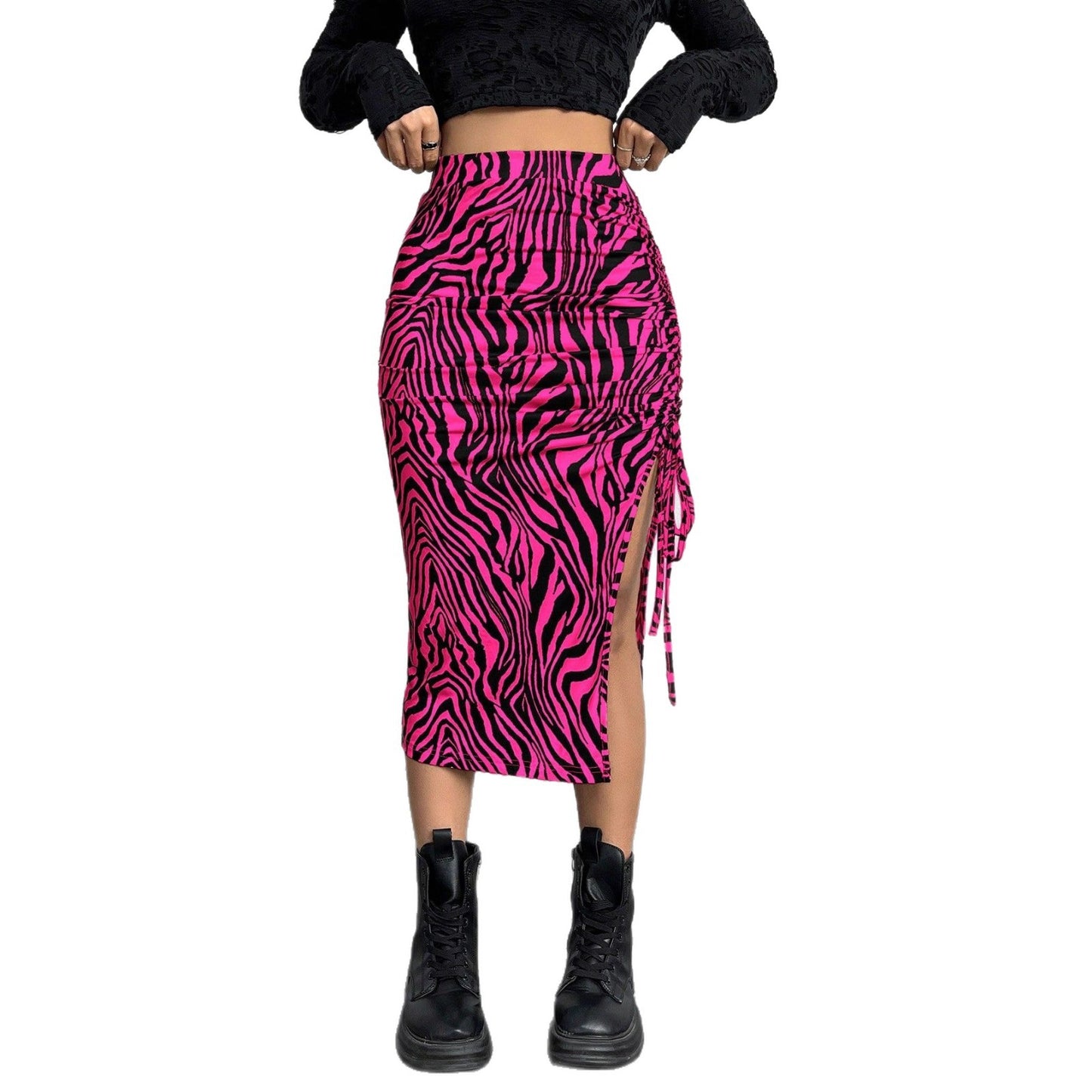Women's Casual And Versatile Fashion Hot Pink Skirt