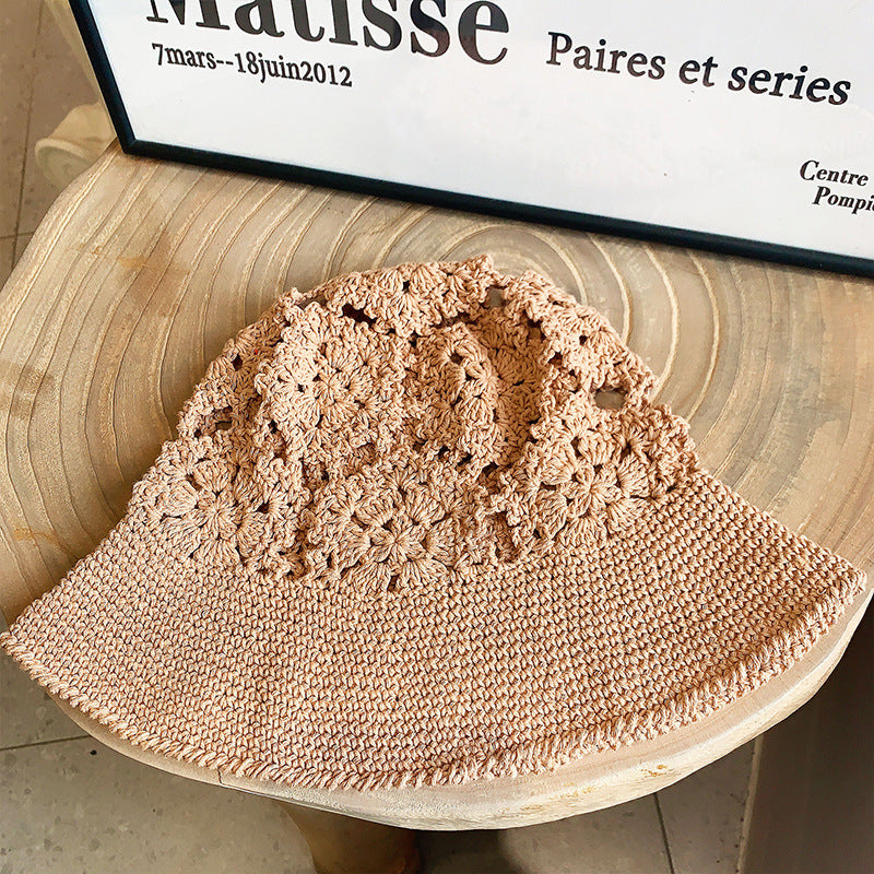 Summer Sun Protection Retro Handmade Knitted Hat Women