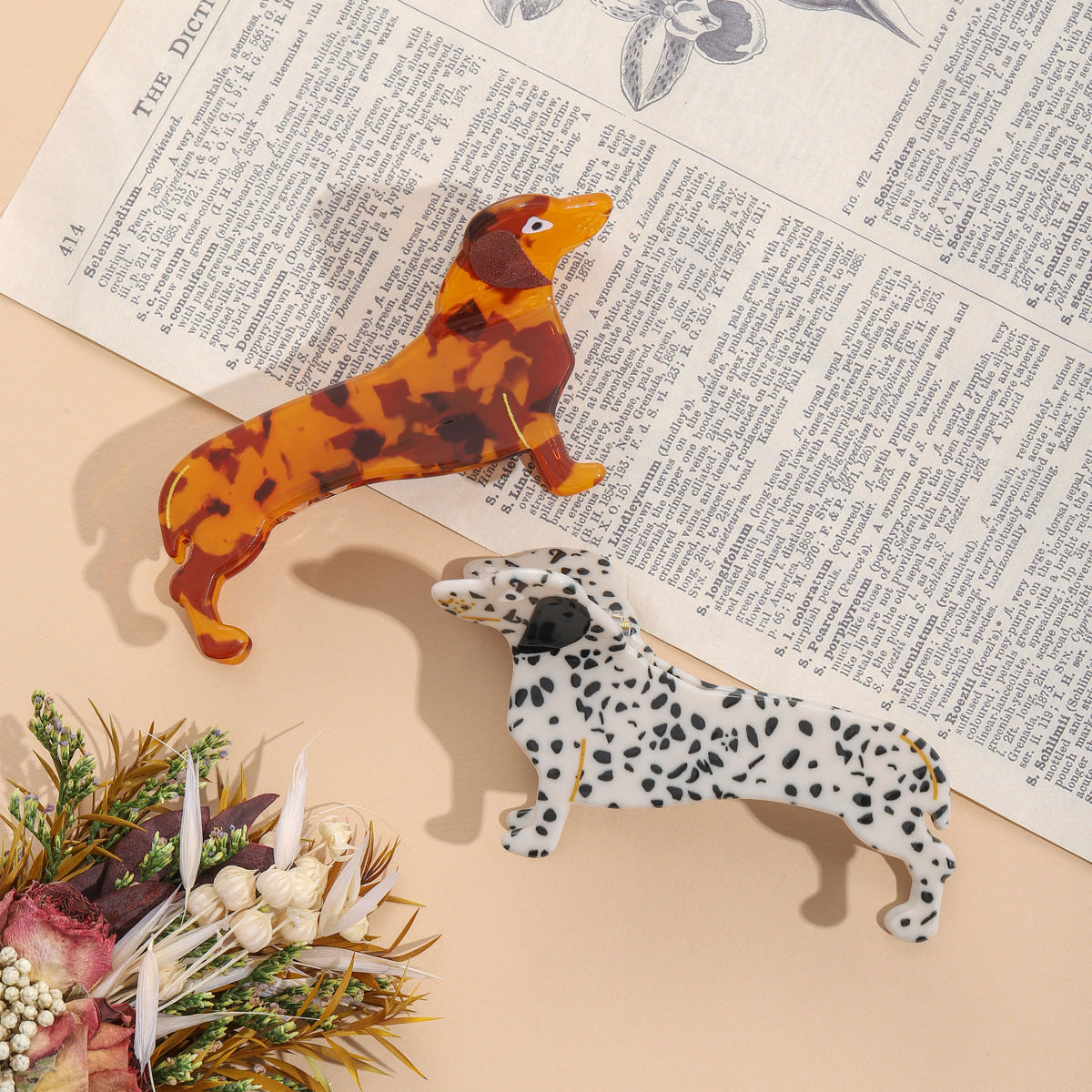 Dachshund Acrylic Hair Clip Shark Clip
