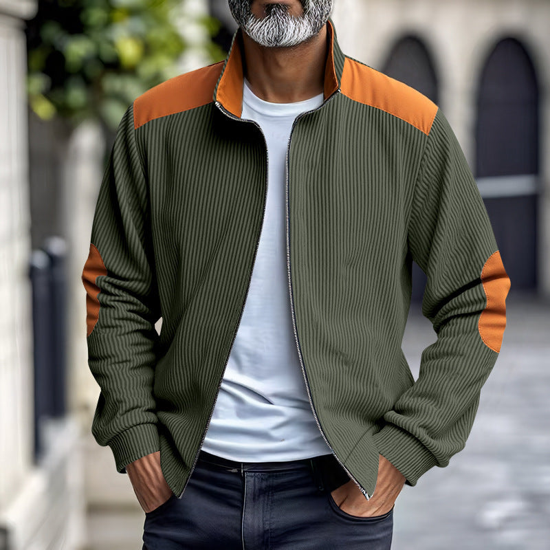 Retro Stand Collar Zipper Cardigan Casual Jacket For Men