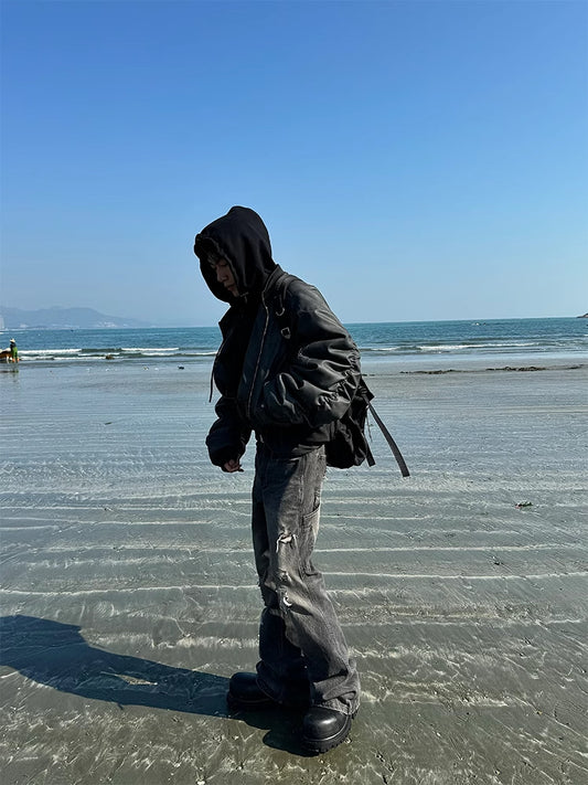 Men's Pilot Jacket Leather Cotton-padded Jacket