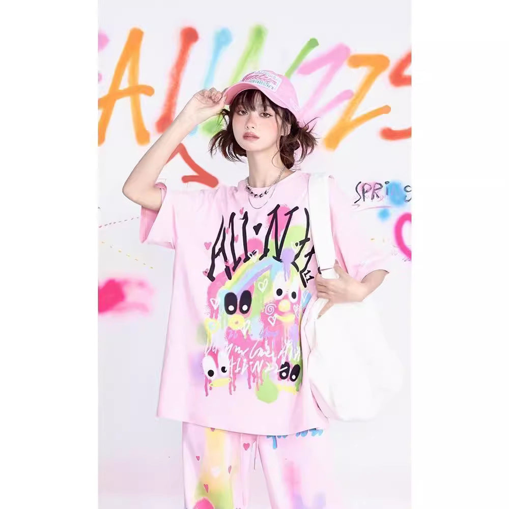 Graffiti Printing Street Hip-hop Creative Women's T-shirt