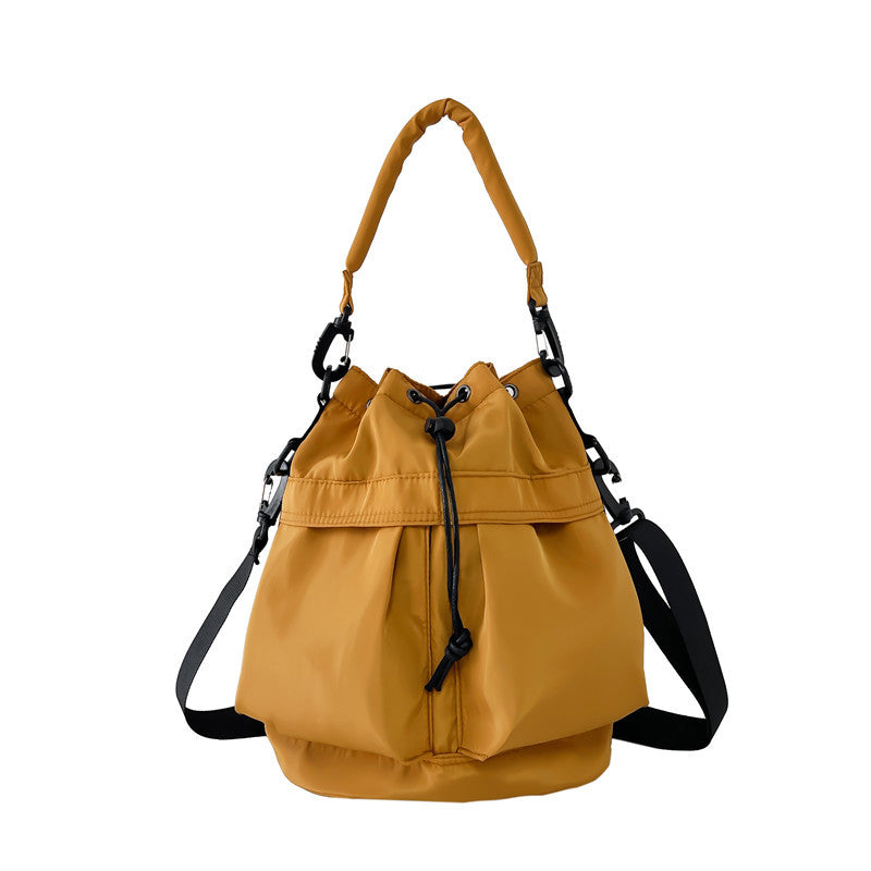 Waterproof Nylon Cloth Drawstring Bucket Bag Large Capacity