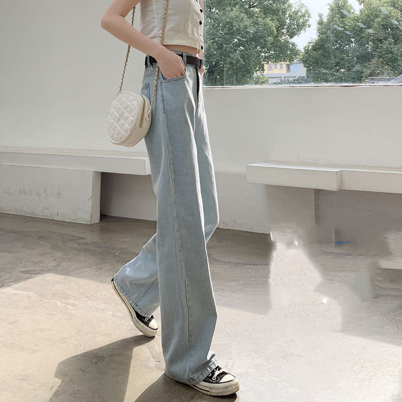 Women's Summer Thin Straight Loose High Waist Jeans