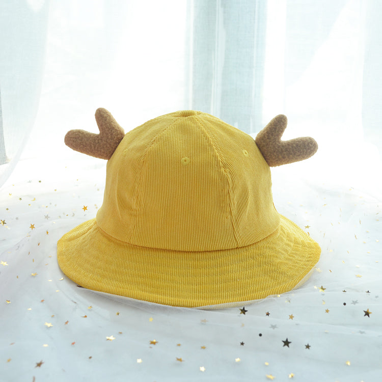 Ears Cute Sweet Soft Girl Corduroy Basin Hat