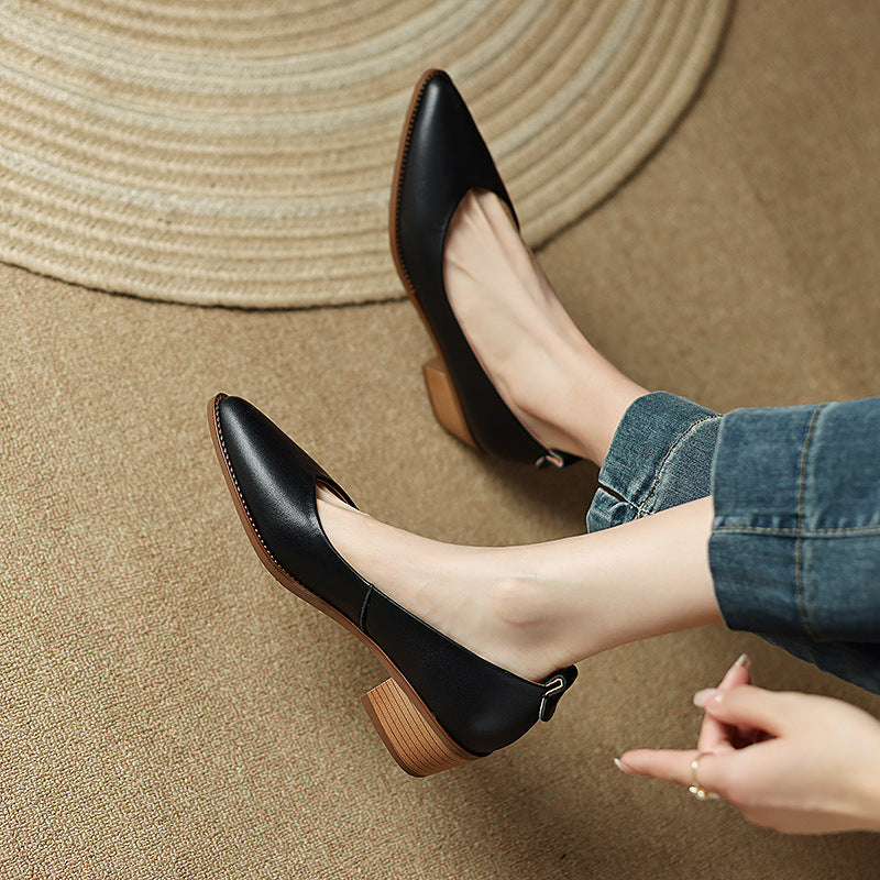 Womens Sheepskin Low-cut Heels