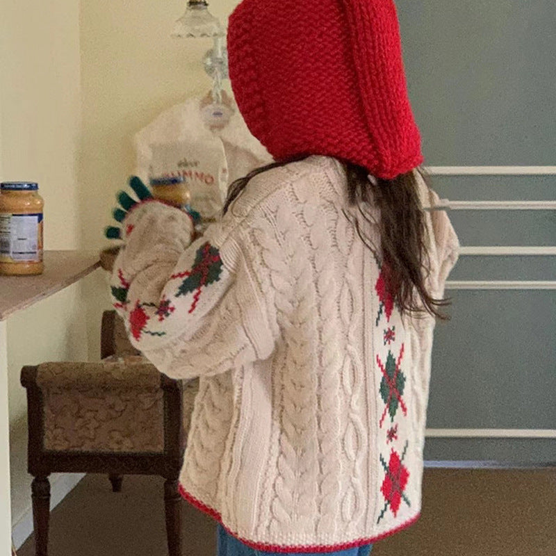 Christmas New Year Atmosphere Red Knitted Hat